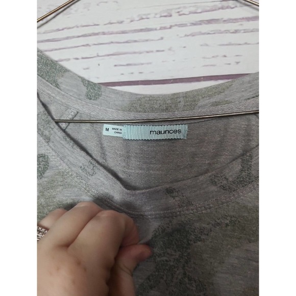 Maurices Gray Green Camo Cotton Blend Knit Long Sleeve Womans Size Medium - Picture 4 of 5
